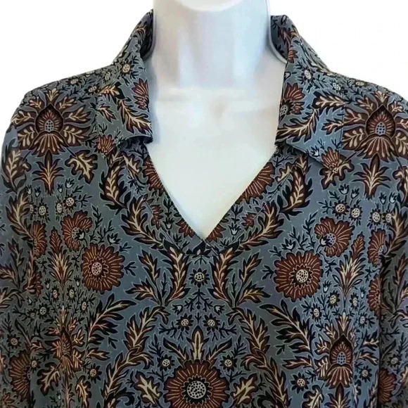 CAbi Women's Blue Brown Provincial Floral Printed Shift Dress Size S Style 3295 - Picture 3 of 10